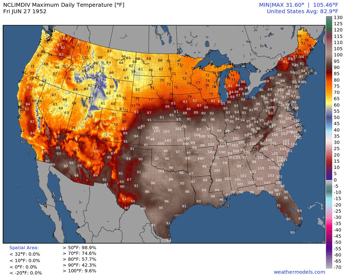 This is very misleading. 🤥

First, that map shows the heat index (i.e., the “feels-like temperature”), not actual air temperature. Either you [or whoever you grabbed this image from] deliberately cropped that critical information out from that map off of <a href="/weathermodels_/">weathermodels.com</a>.