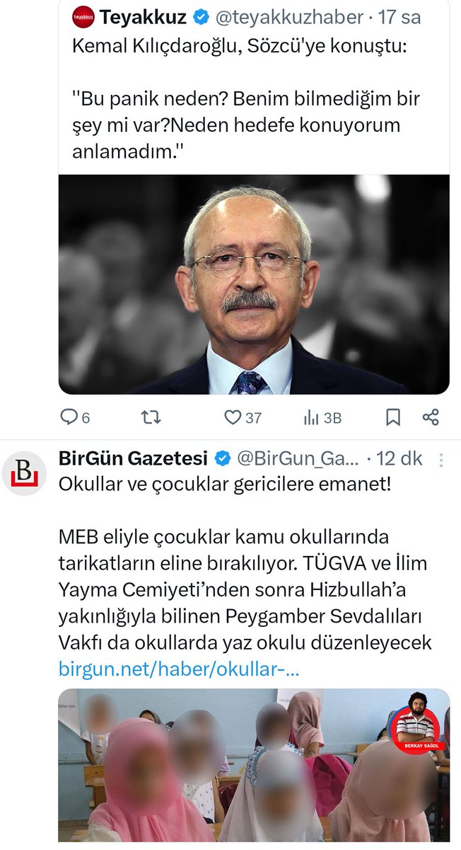 X akışındaki iki haber; ilkinin sorusunu ikinci haberin cevaplaması..