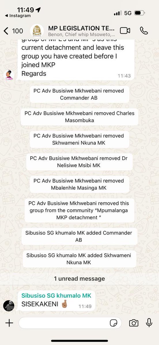 Adv. Busisiwe “Empty Shell” Mkhwebane is Wilding‼️‼️‼️

In the MK Party’s Mpumalanga WhatsApp group, Mkhwebane is on a power trip — and no one is safe.

Refusing to be addressed by anyone she doesn’t rate, she snapped: “I don’t know in what capacity you’re addressing me. You’re