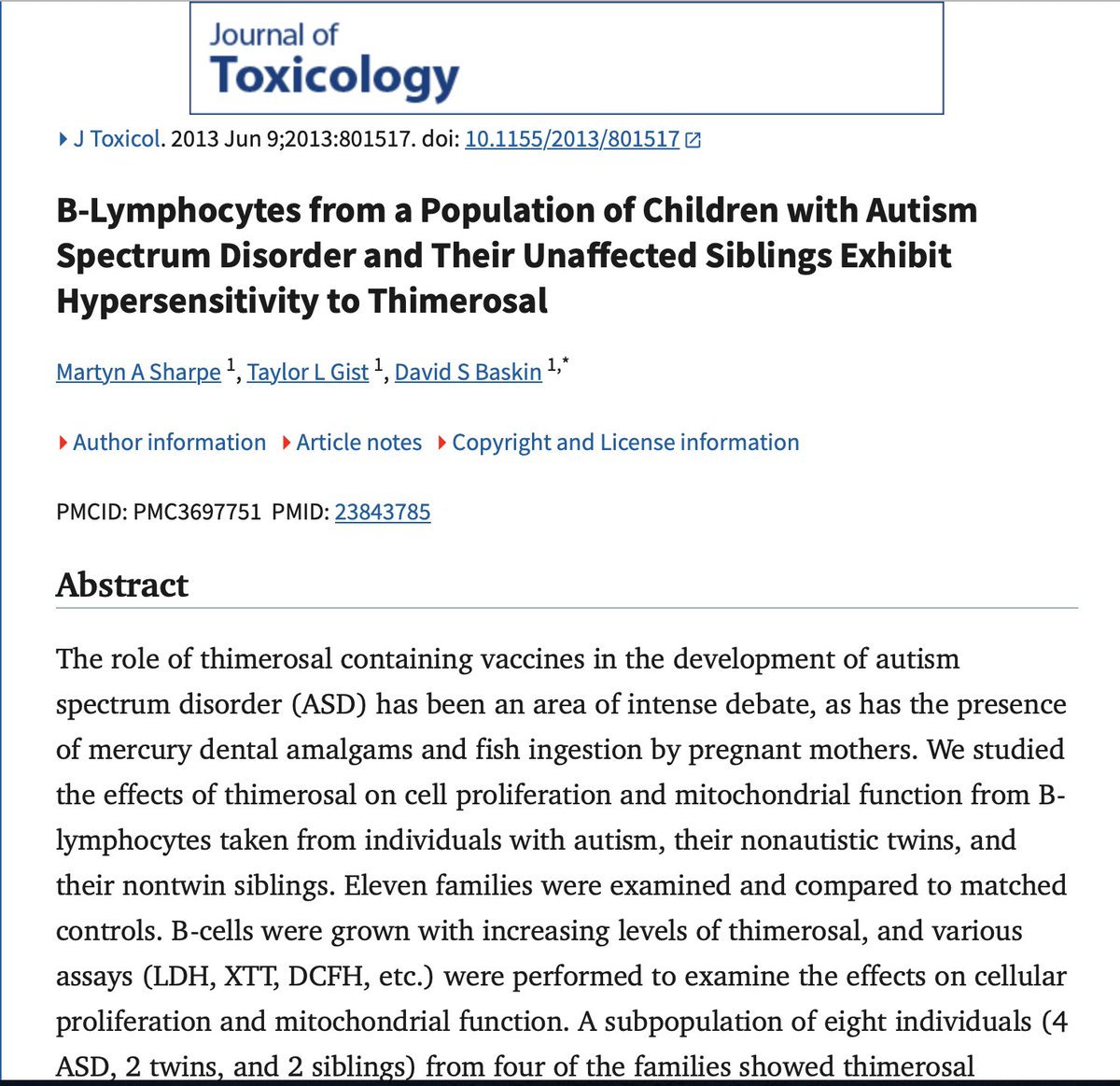 ToniMontana406's tweet image. B-Lymphocytes from a Population of Children with Autism Spectrum Disorder and Their Unaffected Siblings Exhibit Hypersensitivity to Thimerosal

#Autism #Thimerosal #Mercury #Mitochondria #Vaccine 

ncbi.nlm.nih.gov/pmc/articles/P…
