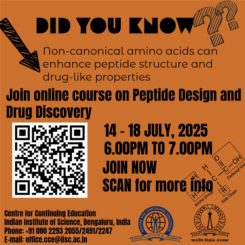 cce_iisc's tweet image. Elevate your expertise with our Online Course on Peptide Design and Drug Discovery which dives into cutting‑edge strategies to enhance pharmacokinetics and pharmacodynamics.

Know more: cce.iisc.ac.in/self-support-c…

#iiscbangalore #BioHacks #DrugDiscoveryFun #FutureOfMedicine #Peptide