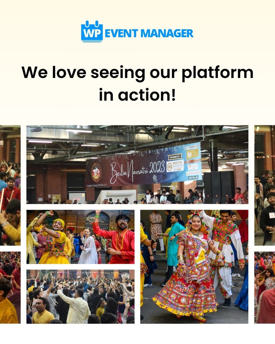 wp_eventmanager's tweet image. 🎉 Love seeing WP Event Manager in action!
Check out the vibrant Navratri Celebration in Germany by Gujarati Samaj, powered by us! 🪔🌍💃
Want to be featured? Tag us!
👉 zurl.co/vBJA5
#WPEventManager #Navratri2025 #EventSuccess #WordPressEvents