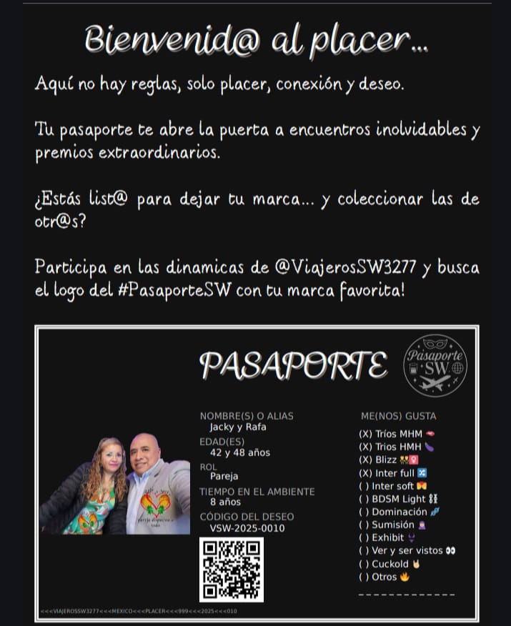 RyJ😈SwOteIzta👫🍑🍆 (@swjaky) on Twitter photo Que tal amigos
Esperando que la estén pasando super
Agradeciendo a nuestros amigos <a href="/ViajerosSW3277/">Viajeros SW</a> por darnos la oportunidad de participar en esta gran aventura con el #PasaporteSw
Esperamos contar con su apoyo para ganar todos esos sellos 🥵😈🥵 Que tal amigos
Esperando que la estén pasando super
Agradeciendo a nuestros amigos <a href="/ViajerosSW3277/">Viajeros SW</a> por darnos la oportunidad de participar en esta gran aventura con el #PasaporteSw
Esperamos contar con su apoyo para ganar todos esos sellos 🥵😈🥵