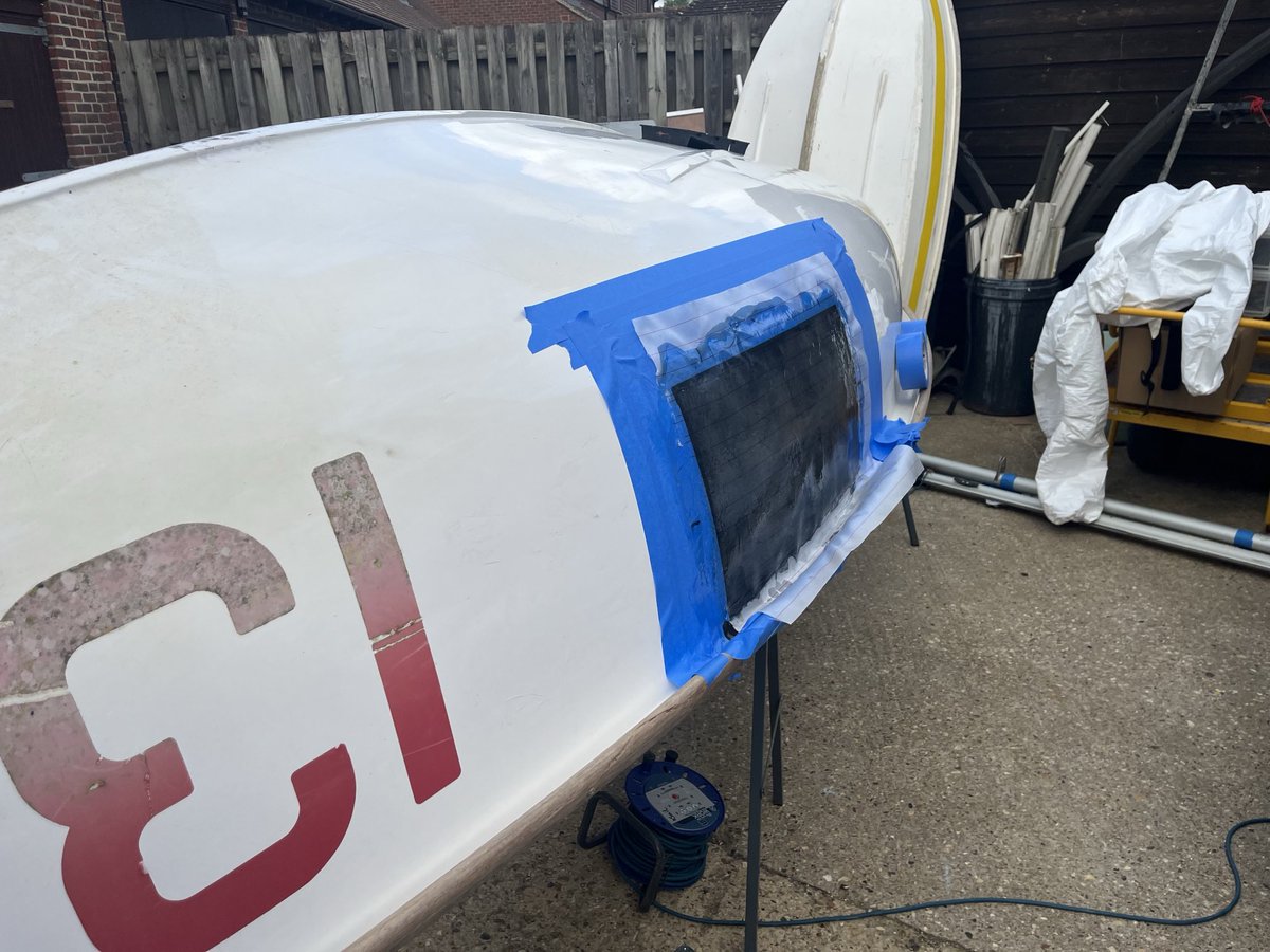 Looked like such a small crack on the outside… Stage 1 of the ⁦<a href="/kSailEvents/">kSail</a>⁩ repair: Take a mould…