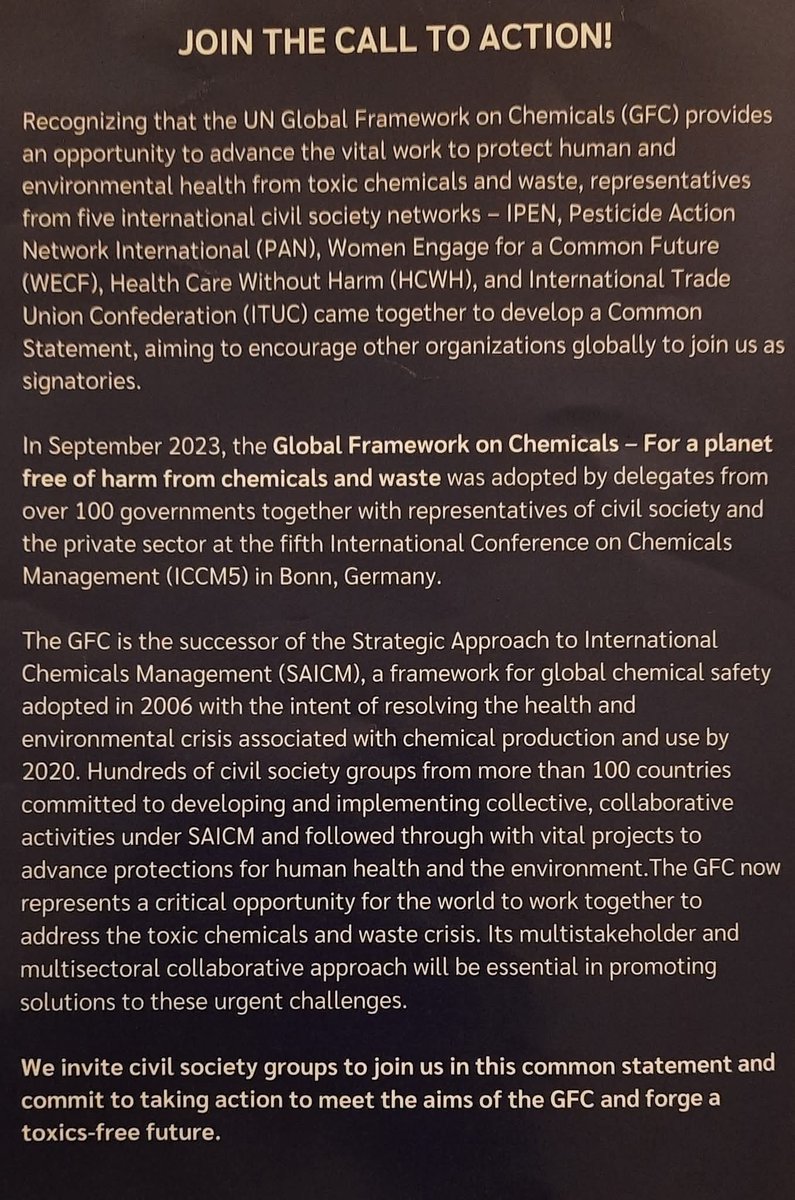 Civil society organizations launched a GFC Collaboration Common Statement, a commitment to taking action to meet the aims of the GFC and forge a toxics-free future for all the  GFC OEWG Venue,  Convention &amp; Exhibition Center, Punta Del Este, Uruguay on the 23rd of June 2025.