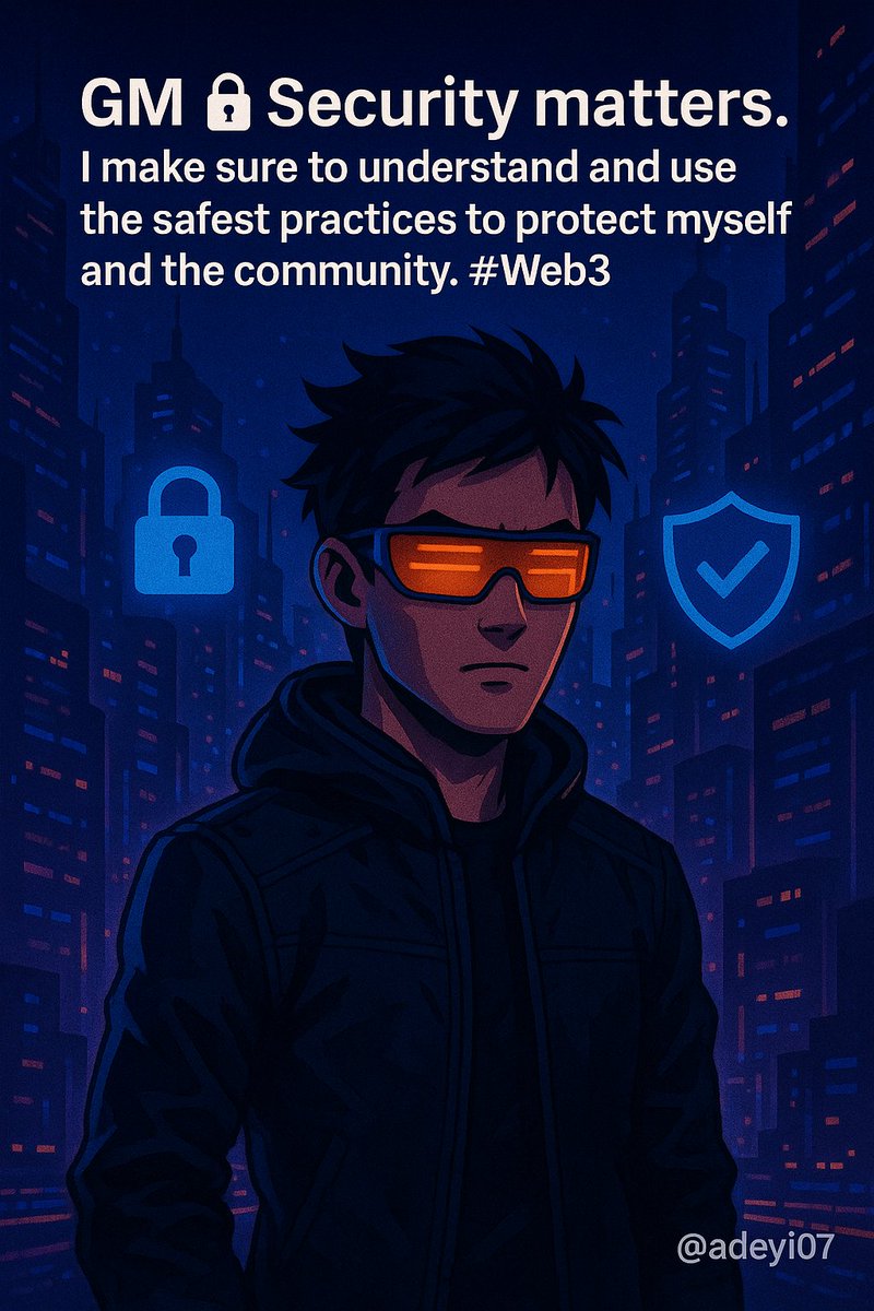 adeyi07's tweet image. GM 🔐 Security matters.
I make sure to understand and use the safest practices to protect myself and the community.  

#Web3 #Modlife #CyberSecurity #Blockchain #Privacy #DigitalSafety #gmgn #CryptoCommunity #NFTs #DeFi #TechLife #Web3Security  
@adeyi07