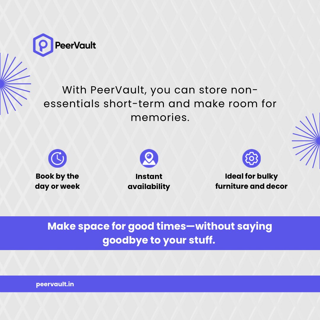 peervault's tweet image. Throwing a house party? Give your stuff a break while you bring the energy. Book storage for a day or a week for your space—your call.
.
.
.
#peervault #shorttermstorage #hostlikeapro