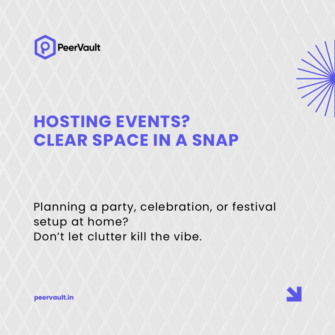 peervault's tweet image. Throwing a house party? Give your stuff a break while you bring the energy. Book storage for a day or a week for your space—your call.
.
.
.
#peervault #shorttermstorage #hostlikeapro