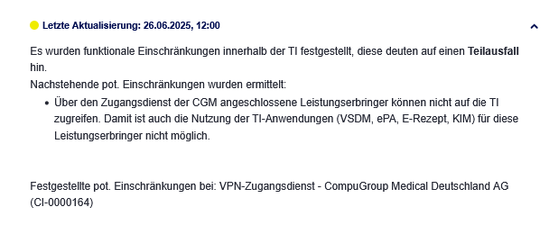 Diese Ausfälle der #TI würden mich verrückt machen. 
Aber scheinbar nehmen das Betroffene stoisch hin.