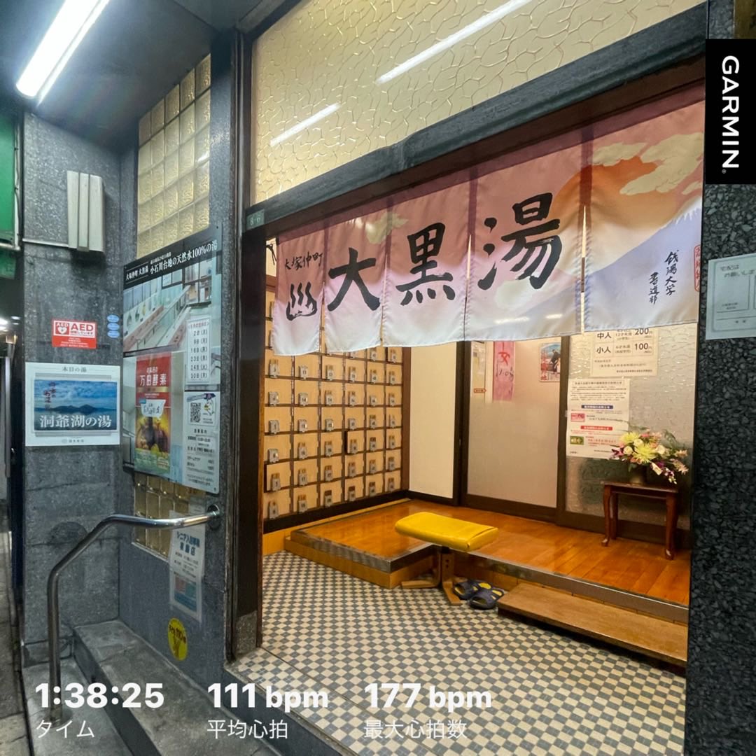 文京区大塚 大黒湯さん、生花の玄関、熱気浴室の特等席でじっくり良く蒸されて、浴びやすい温度の立ち冷シャワー、優しい水風呂で引き締まって、洞爺湖の湯薬湯、ジェットとバイブラでまとめて充実
スチーム45