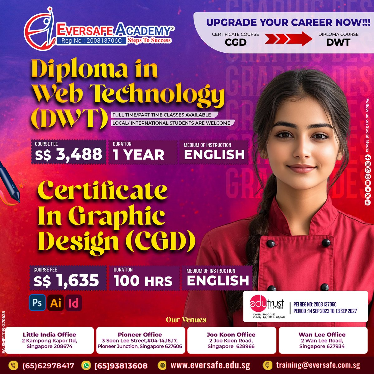 EversafeAcademy's tweet image. 🎓 Creative Meets Coding! 🚀 Start your journey in the digital world with:
📲 WhatsApp: 📱bit.ly/3JKmp0J
🖥️ Website: 🌐 eversafe.edu.sg/eversafe-acade…
#GraphicDesignCourse #CGDSingapore #DiplomaWebTechnology #WebDevelopmentSG #EversafeAcademy #PhotoshopTrainingSG