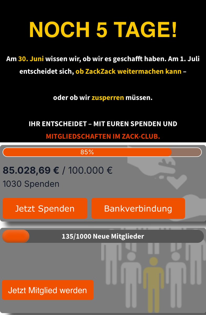 Peter Pilz‘ Plattform Zackzack sucht bis 1. Juli dringend nach Spenden bzw. Mitgliedschaften, um weitermachen zu können.