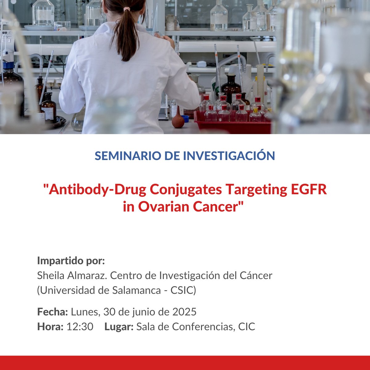 Universidad de Salamanca (@usal) on Twitter photo #SeminarioDeInvestigación 🔬 | El <a href="/ciccancer/">Centro de Investigación del Cáncer/CSIC-USAL-FICUS</a> organiza el seminario "Antibody-Drug Conjugates Targeting EGFR in Ovarian Cancer".
🗣️ Impartido por Sheila Almaraz. Centro de Investigación del Cáncer (Universidad de Salamanca - CSIC).
📅 #30DeJunio
🕧 12:30
📍 Sala de Conferencias, #SeminarioDeInvestigación 🔬 | El <a href="/ciccancer/">Centro de Investigación del Cáncer/CSIC-USAL-FICUS</a> organiza el seminario "Antibody-Drug Conjugates Targeting EGFR in Ovarian Cancer".
🗣️ Impartido por Sheila Almaraz. Centro de Investigación del Cáncer (Universidad de Salamanca - CSIC).
📅 #30DeJunio
🕧 12:30
📍 Sala de Conferencias,