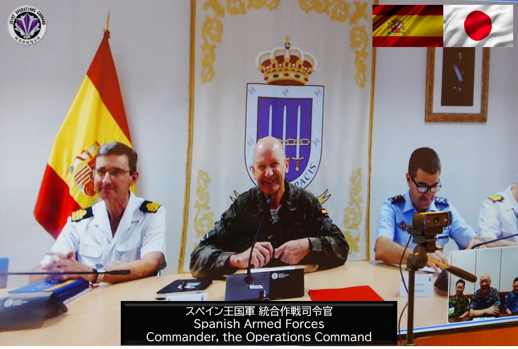 jjoc_pa's tweet image. 6月27日、#統合作戦司令官 は、スペイン統合作戦司令官とVTCで懇談を行いました。
両司令官は、安全保障・防衛分野における国際協力の必要性がこれまで以上に高まっており、両国の防衛協力・交流による防衛当局間のさらなる関係強化を図ることで一致しました。