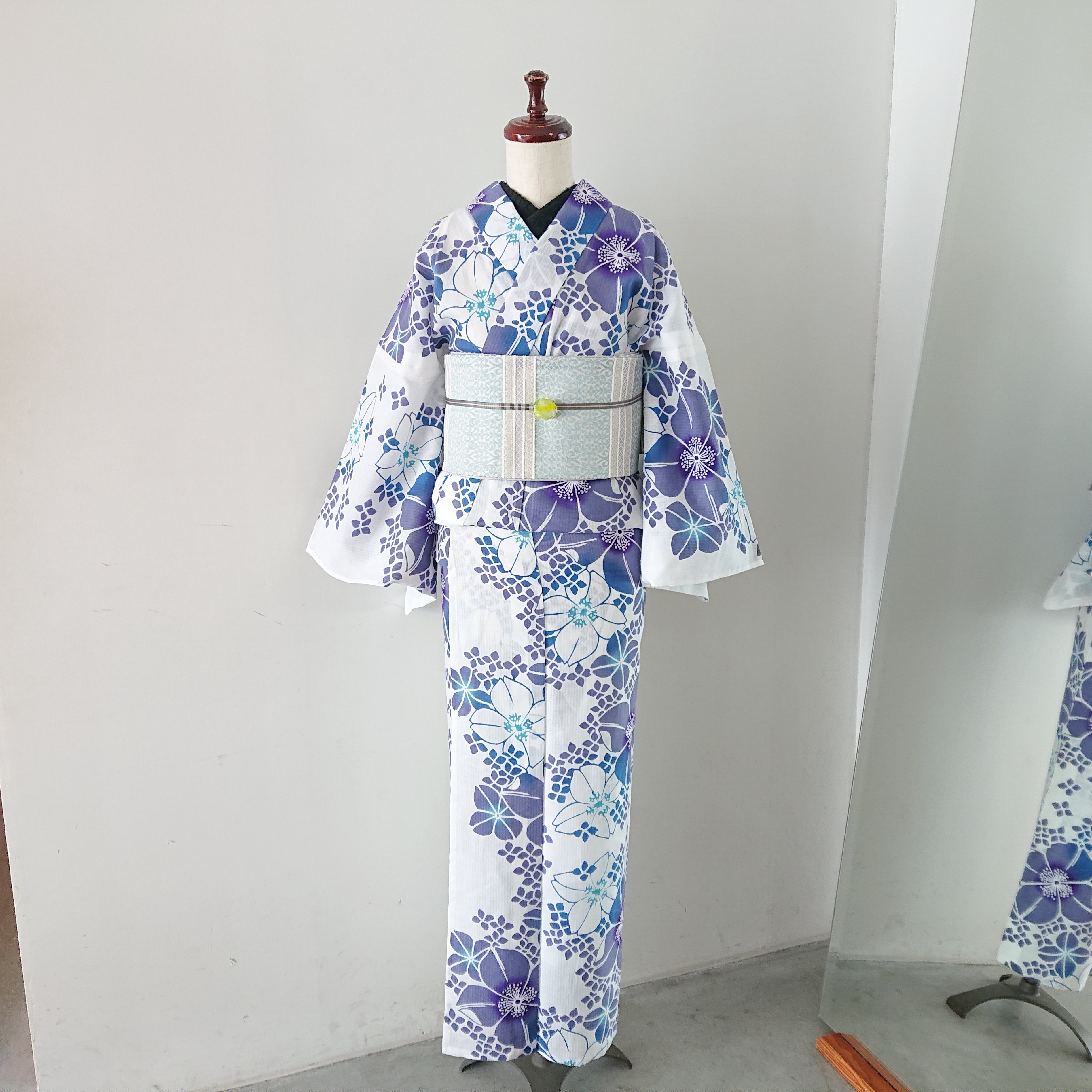 2024大塚呉服店オリジナル単衣・浴衣 花ゆらぎ ブルー