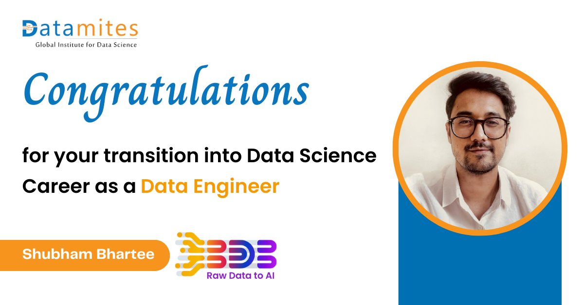 DataMites's tweet image. Celebrating Transformations at Datamites
We’re incredibly proud to share the inspiring journeys of our talented learners who have successfully transitioned into thriving careers in Data Science and AI.
#datamitesplacements #datamites
#datamitesdatascience #jobready