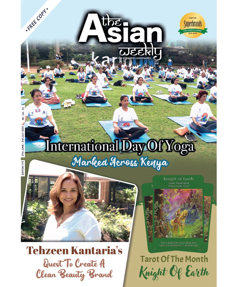 TheAsianWeekly's tweet image. In Edition 773, we take you inside International Yoga Day celebrations at various venues; Tezheen Kantaria shares her journey curating a clean beauty product range; and as a new month beckons, read July’s Knight of Earth tarot card.
#TAW #TheAsianWeekly #weekly #communitypaper
