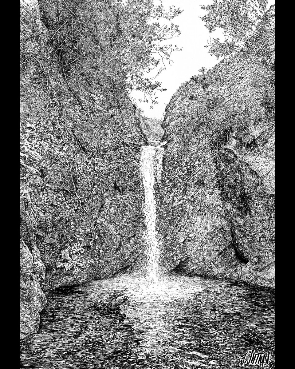 ('Cause I gotta have) Faith (Waterfall). A3

Not sure if this is shite or tremendous but I do know that I loved visiting this waterfall on the Grey Mare's Tail almost as much as I enjoyed drawing it. 

Probably wins the award for most marks made on an A3 piece of paper...