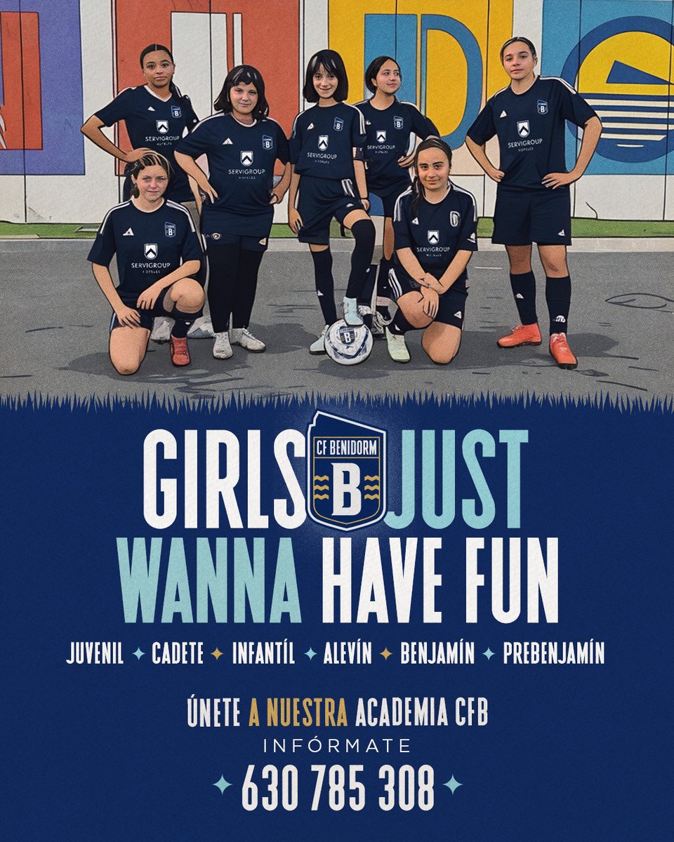 ⚽😉 GIRLS JUST WANNA HAVE FUN… y cumplir sus sueños como futbolistas 💙 

Si tienes entre 5 y 18 años, éste es tu sitio. Entrena en #Benidorm, crece en valores y únete al futuro del fútbol femenino. 
ℹ️📞 630 785 308 

#CFBenidormAcademia #FútbolFemenino #JuegaConNosotras