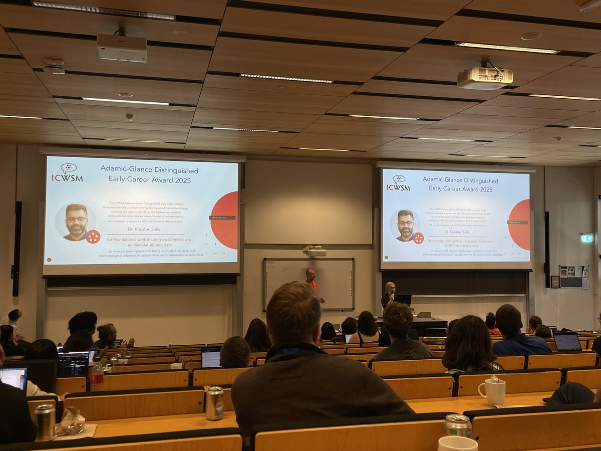 icwsm's tweet image. 🏆 The Adamic-Glance winner of this year is @kous2v.bsky.social, for foundational work in using social media and multimodal sensing data #icwsm