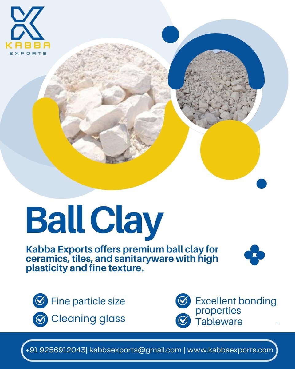 kabba_exports's tweet image. 🌍 Premium Ball Clay – Trusted Worldwide  📷 DM us or visit [ kabbaexports.com ] to order. #BallClay #KabbaExports #CeramicRawMaterials #ExportQuality #TileManufacturing #SanitarywareSupplies #IndustrialMinerals #RefractoryMaterials #MadeInIndia #GlobalTrade #MiningIndia