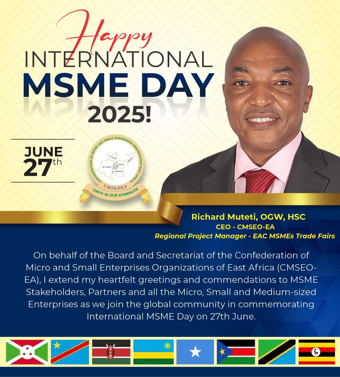 Richard Muteti OGW (@richardmuteti) on Twitter photo Happy International MSME Day 2025!
Today, we honor the power and resilience of Micro, Small and Medium-sized Enterprises across East Africa and the African continent. MSMEs are the engines of innovation, job creation, and sustainable growth in our region <a href="/StateHouseKenya/">State House Kenya</a> Happy International MSME Day 2025!
Today, we honor the power and resilience of Micro, Small and Medium-sized Enterprises across East Africa and the African continent. MSMEs are the engines of innovation, job creation, and sustainable growth in our region <a href="/StateHouseKenya/">State House Kenya</a>