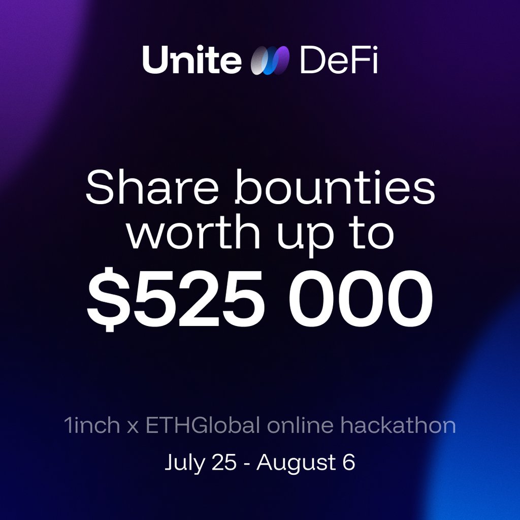 Unite DeFi 是 1inch 与 <a href="/ETHGlobal/">ETHGlobal</a> 联合举办的线上黑客松活动，时间为 6 月 25 日至 8 月 6 日。

黑客松总奖金高达 52.5 万美元，期待您的参与

详情戳这里 ➡️ ethglobal.com/unite