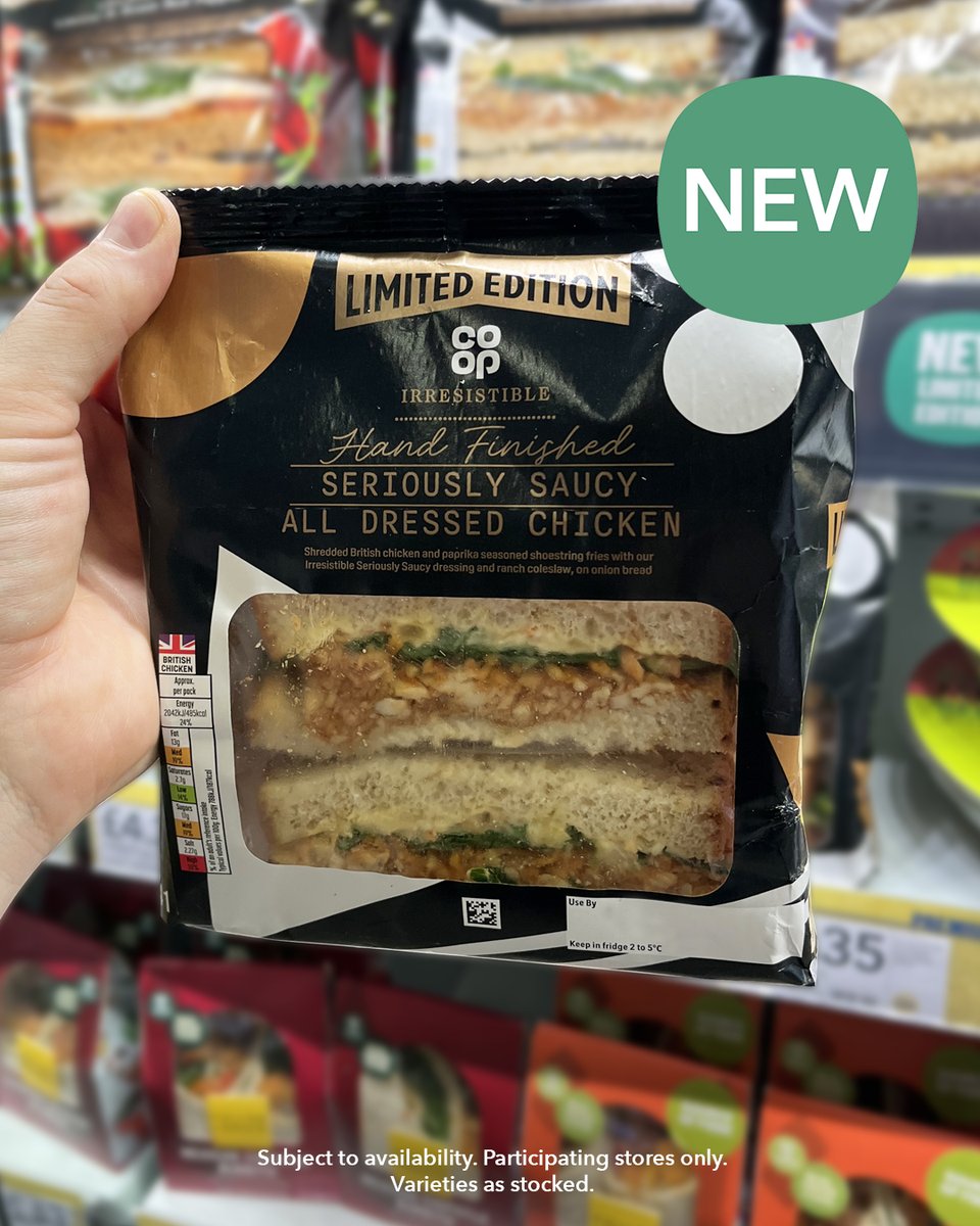 Lunch sorted ✅ Check out the new Seriously Saucy Sandwich in <a href="/coopuk/">Co-op</a> 🥪