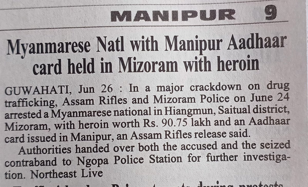 yumrupachandra's tweet image. This small piece of news item perfectly underlines the core issue of Manipur conflict since 3rd May 23. The headline says everything. All other narratives are obfuscation of the reality for vested interests.