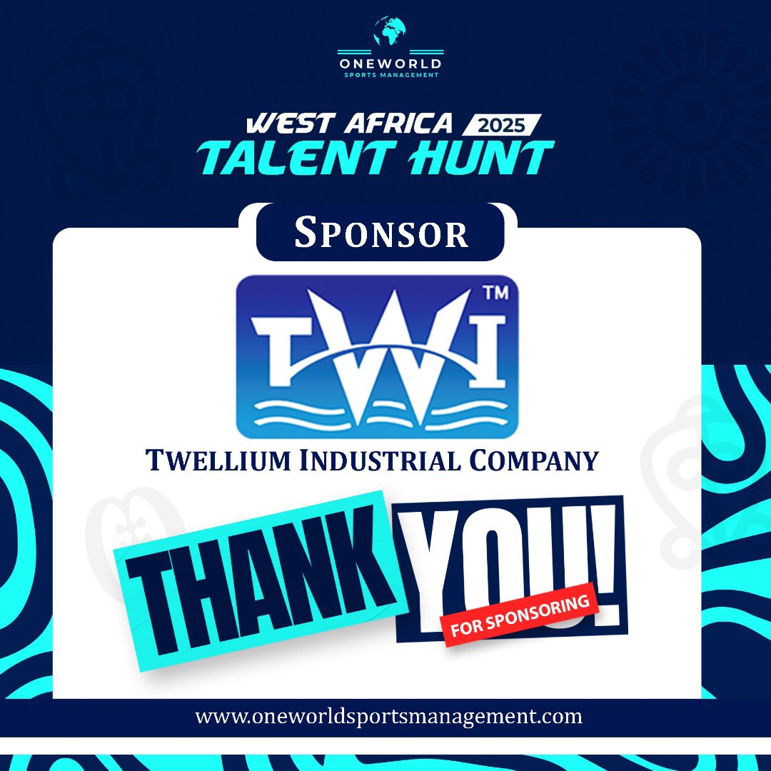 Oneworldsports_1 (@oneworldsports_) on Twitter photo We sincerely appreciate all our amazing sponsors for making this tournament a success:
<a href="/Azmera_Res/">Azmera Restaurant</a> <a href="/twellium_ghana/">Twellium Ghana</a> <a href="/verna_water/">Verna Mineral Water</a> @championdishes
Your support means everything to us and to the future of our young talents. We sincerely appreciate all our amazing sponsors for making this tournament a success:
<a href="/Azmera_Res/">Azmera Restaurant</a> <a href="/twellium_ghana/">Twellium Ghana</a> <a href="/verna_water/">Verna Mineral Water</a> @championdishes
Your support means everything to us and to the future of our young talents.