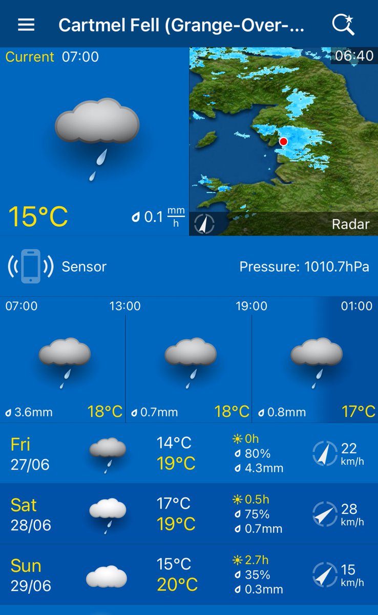 JRFArmstrong's tweet photo. Missing rain at present here @Cartmelrace mild, stiff/moderate winds from the west. 
Forecast 19c overcast with showers.
Going: GOOD to SOFT, Soft in pls 5.8 on @TurfTrax #lovesummerjumps #LoveCartmel https://t.co/DhNesLF8Qt