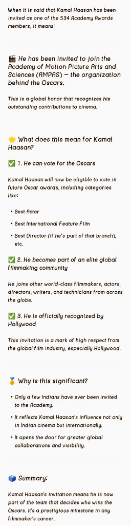 Sathiyaprakash Athlete🐾 (@vsp_naidu) on Twitter photo சிறப்பு ❤
<a href="/ikamalhaasan/">Kamal Haasan</a> <a href="/RKFI/">Raaj Kamal Films International</a> if this is true?
It's a great honour for our #KamalHaasan𓃵. Proud moment for the Tamil film industry.
#உலகநாயகன் #கமல்ஹாசன்
#கலை #நாயகன் #காதல் #திரைப்படம் #தமிழ் #ஆஸ்கர்
#OscarsAcademy
#OSCARs
#ThugLife #Vikram #KamalHaasan #KollywoodCinima சிறப்பு ❤
<a href="/ikamalhaasan/">Kamal Haasan</a> <a href="/RKFI/">Raaj Kamal Films International</a> if this is true?
It's a great honour for our #KamalHaasan𓃵. Proud moment for the Tamil film industry.
#உலகநாயகன் #கமல்ஹாசன்
#கலை #நாயகன் #காதல் #திரைப்படம் #தமிழ் #ஆஸ்கர்
#OscarsAcademy
#OSCARs
#ThugLife #Vikram #KamalHaasan #KollywoodCinima