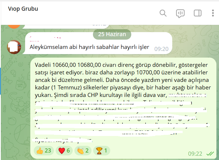 Ne anlatıyorsak onu uygulamaya çalışıyoruz.

10660,00 - 10680,00 civarından dönebilir denmiş 10640,00 dan satışa geçtiler. 20 puan kusur kadı kızında da olur 😊

10335,00 altında shortlar devam eder, tutunur tepki verirse kar cebe denir.  

#viop #viop30