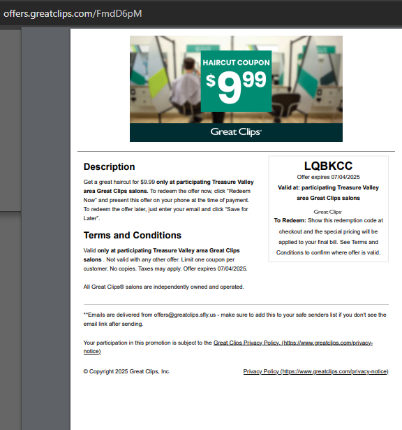 2025Promocode's tweet image. Great Clips Promo Codes 2025, Great Clip Discount Code, Great Clips Coupons July 2025. promorecharge.com/coupon/8-99-gr…
Great Clips Coupon Code & Promo Code 2025. $6.99 Great Clips Coupons July 2025
#greatclipscoupons2025 #greatclipscouponjuly2025