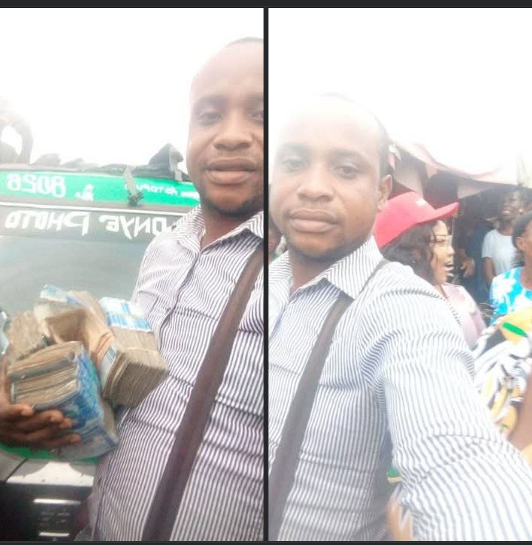 ProudlyJW's tweet photo. A man known as Lucky Okoro who is one of Jehovah's Witnesses returned 4 million Naira to a Cameroonian woman who forgot the money inside his Keke in Aba

----

For choosing to be honest by return 4 million Naira.. Jehovah will reward you  immensely.. Amen 🙏🏾🙏🏾🙏🏾

#JwNation #JW https://t.co/t2YO4zkInN