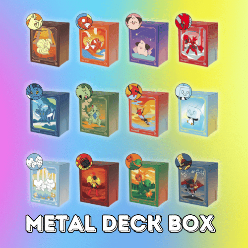 🚨 METAL DECK BOX IS NOW LIVE ON POKIPAIR for $23/€20

This lovely box contains 1 of 12 designs, each that comes with their own random design and card. These boxes also contain 1x Fearless Terastal Jumbo Booster pack. 

Gets your now: pokipair.com/product/metal-…