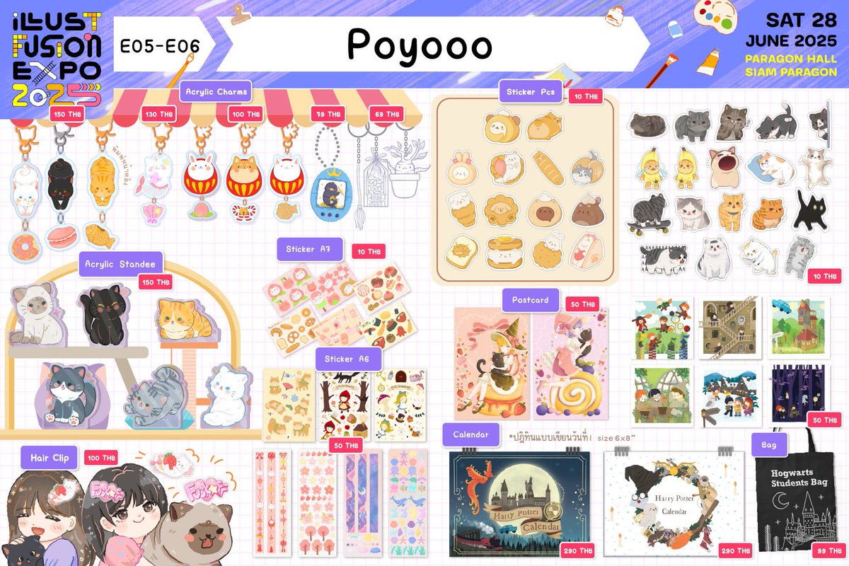 poyooo____'s tweet photo. 🐱✨ สายแมวห้ามพลาด! แวะมาที่บูธ Poyooo E05-06 กันน้า~ เรามี สตกแมว พวงกุญแจน่ารักๆ สแตนดี้ตั้งโต๊ะ พร้อมแจกความสดใส
🧙‍♂️สายแฟนแฮร์รี่พอตเตอร์ห้ามพลาด มี โปสการ์ด กระเป๋าผ้า ปฏิทินสุดคิ้วท์ของ Fan made ที่ตั้งใจทำมากๆ
มาเดินเล่น มาเมาท์แมวกันค่า

 #ifexpo #IFEXPO2025  #IFEXPO25 https://t.co/aUt28AHyeh