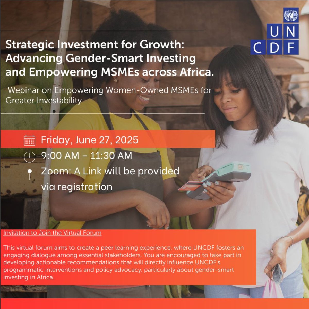 Happening Now! Our Managing Partner, <a href="/NasreenMAdem/">Nasreen M. Adem</a>, is speaking on a panel at the Strategic Investment for Growth dialogue by <a href="/UNCDF/">UNCDF</a>.

🌍 Advancing #GenderSmartInvesting across East &amp; Central Africa!

🔗 Join live: lnkd.in/eEf5HhE3
#ImpactInvestment #LiveNow