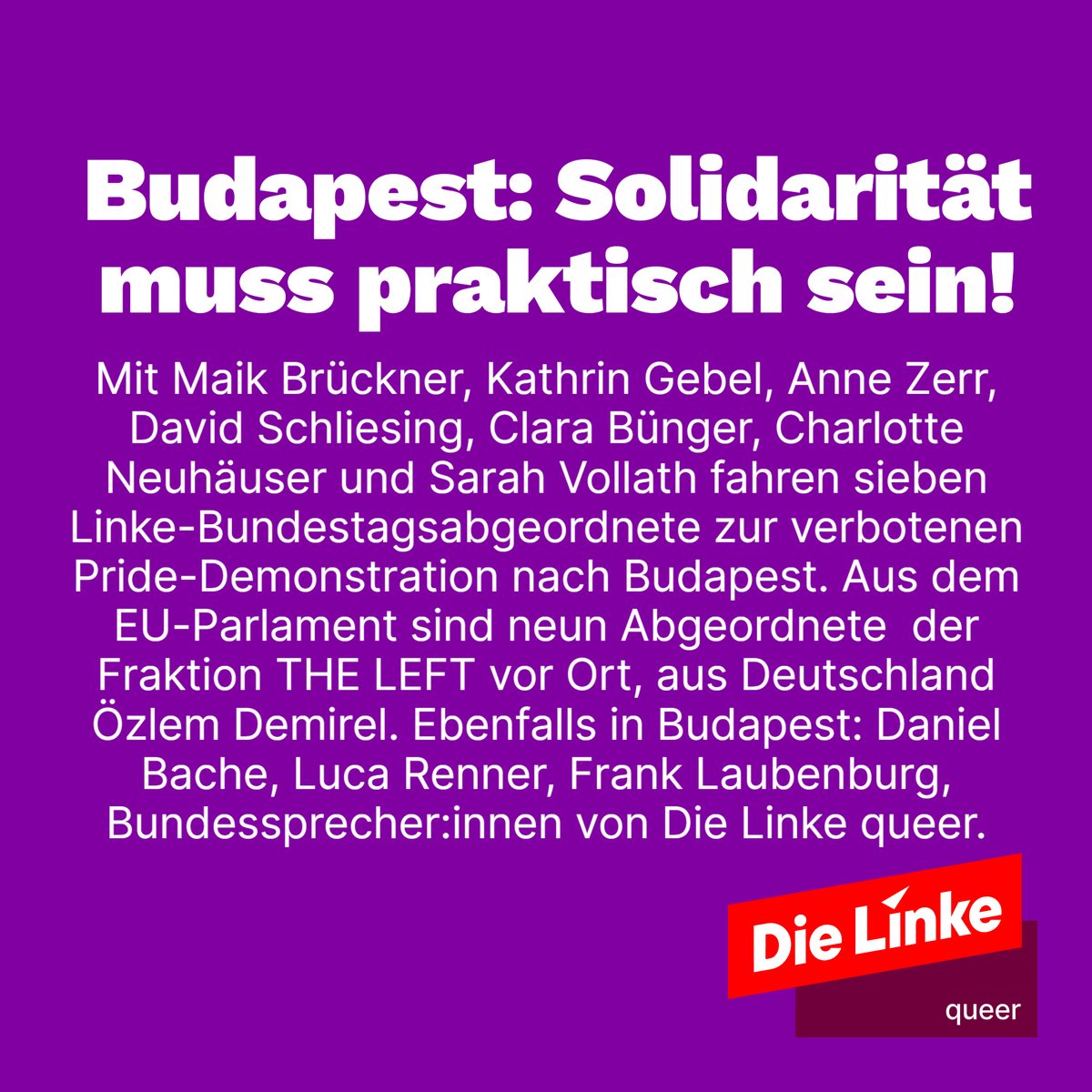 dielinke_queer's tweet image. Der #budapestpride wird ein Wochenende der internationalen Solidarität. Wir sind dabei!