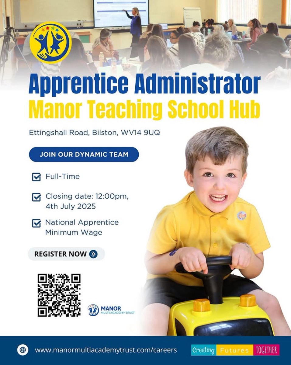 ManorTeachingSchoolHub (@manorteach) on Twitter photo An exciting opportunity. To find out more about our ‘Apprentice Administrator’ vacancy, scan the QR code or head to mynewterm.com We look forward to receiving your application. <a href="/ManorMATrust/">Manor Multi Academy Trust</a> #apprentice #administrator #jobopportunity #exciting An exciting opportunity. To find out more about our ‘Apprentice Administrator’ vacancy, scan the QR code or head to mynewterm.com We look forward to receiving your application. <a href="/ManorMATrust/">Manor Multi Academy Trust</a> #apprentice #administrator #jobopportunity #exciting