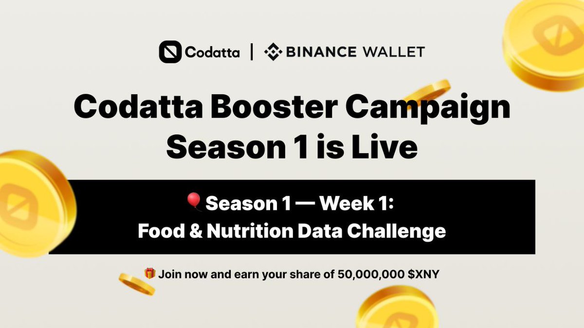 🤔Thinking of how to earn some $XNY?

Think no further‼️

 <a href="/codatta_io/">Codatta</a> just launched Season 1 of the Food &amp; Nutrition Challenge!

You can now earn $XNY by:

🥗 Labeling food images
🧠 Completing fun quizzes
📲 Participating in social tasks

This is your opportunity to:

✅ Test