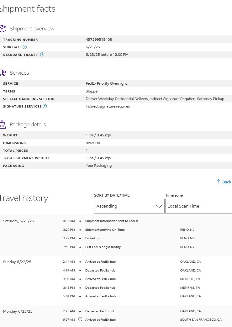 TheRuralCloset's tweet photo. @FedEx @FedExHelp I've called support, to no avail everyone on  your team keeps telling me to wait as my package will be delivered the following day and IT NEVER GETS PUT ON A TRUCK. HELLLLLLLPPPPP. I've been without a phone for a week, walking home alone late from work. UNSAFE. https://t.co/0fO2QLl4Vw