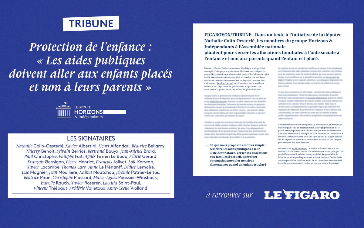 Les députés du groupe Horizons &amp; Indépendants signent une tribune sur la protection de l’enfance.

🗞️ À retrouver sur le <a href="/Le_Figaro/">Le Figaro</a> <a href="/FigaroVox/">FigaroVox</a> : lefigaro.fr/vox/societe/pr…