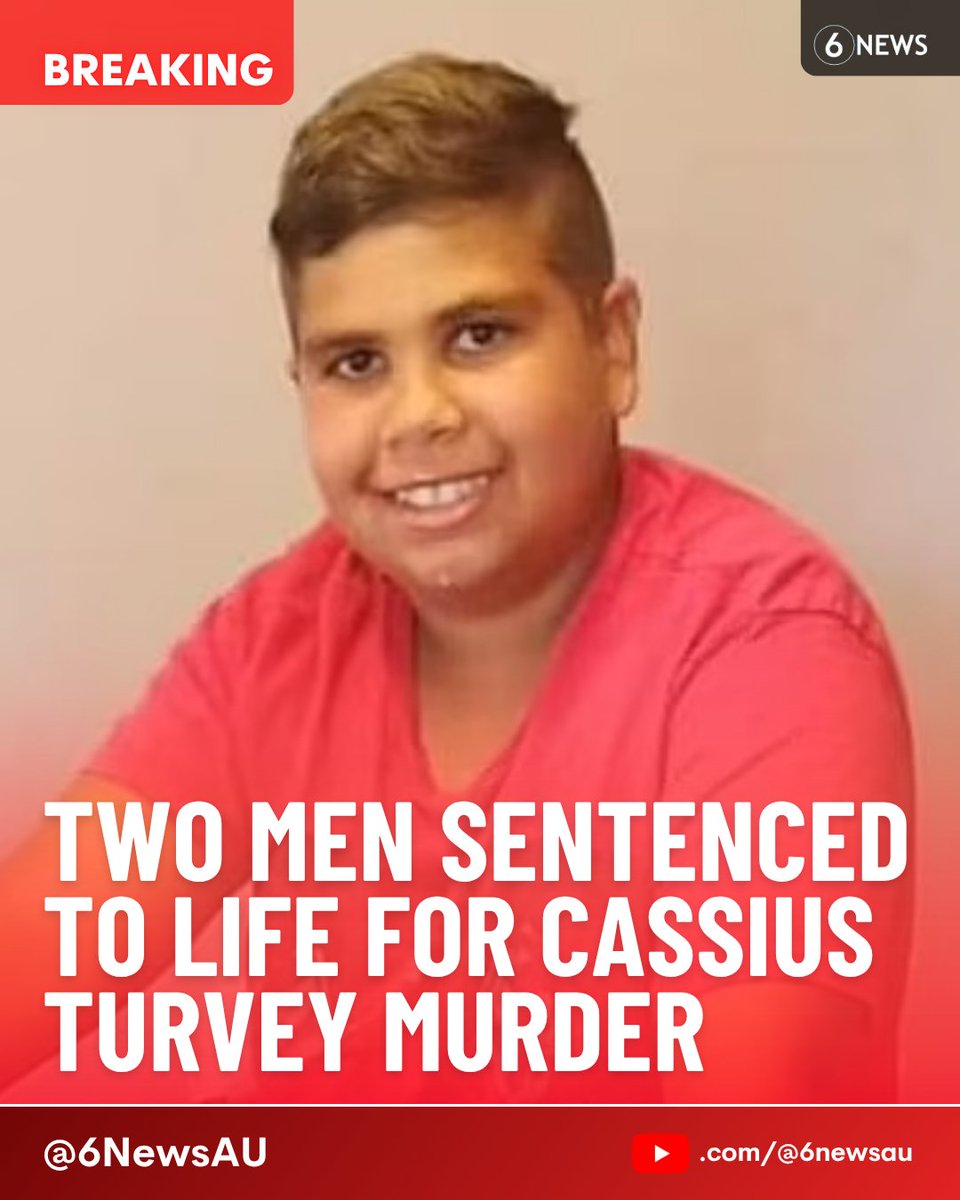 #BREAKING 🚨 Brodie Palmer and Jack Brearley have been sentenced to life in prison for the murder of Indigenous schoolboy Cassius Turvey

Turvey, 15, was chased down and attacked with a metal pole while walking with friends after school in Perth in 2022