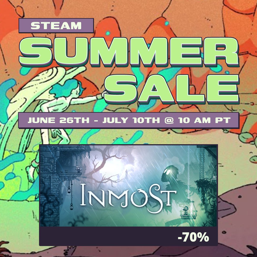 🔥 The Steam Summer Sale is here! Get INMOST for 70% off – uncover the dark secrets of a haunted world and dive into an emotional pixel art adventure.

🕯️ Don’t miss your chance: store.steampowered.com/app/938560/INM…

#SteamSummerSale #indiegame #INMOST #pixelart