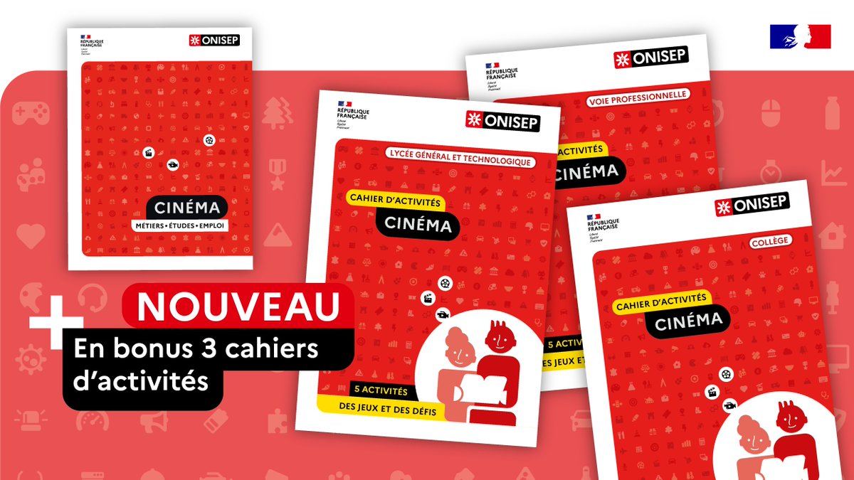 📌Vient de paraître : #CINEMA, coll. Parcours #Onisep🔎Des interviews de pros, des infos sur les #métiers, #formations et #emploi
📙En bonus : 3 cahiers d'activités pour les élèves #collège #LEGT #voiepro
💻À découvrir sur onisep-fr 👉 librairie.onisep.fr 
#orientation