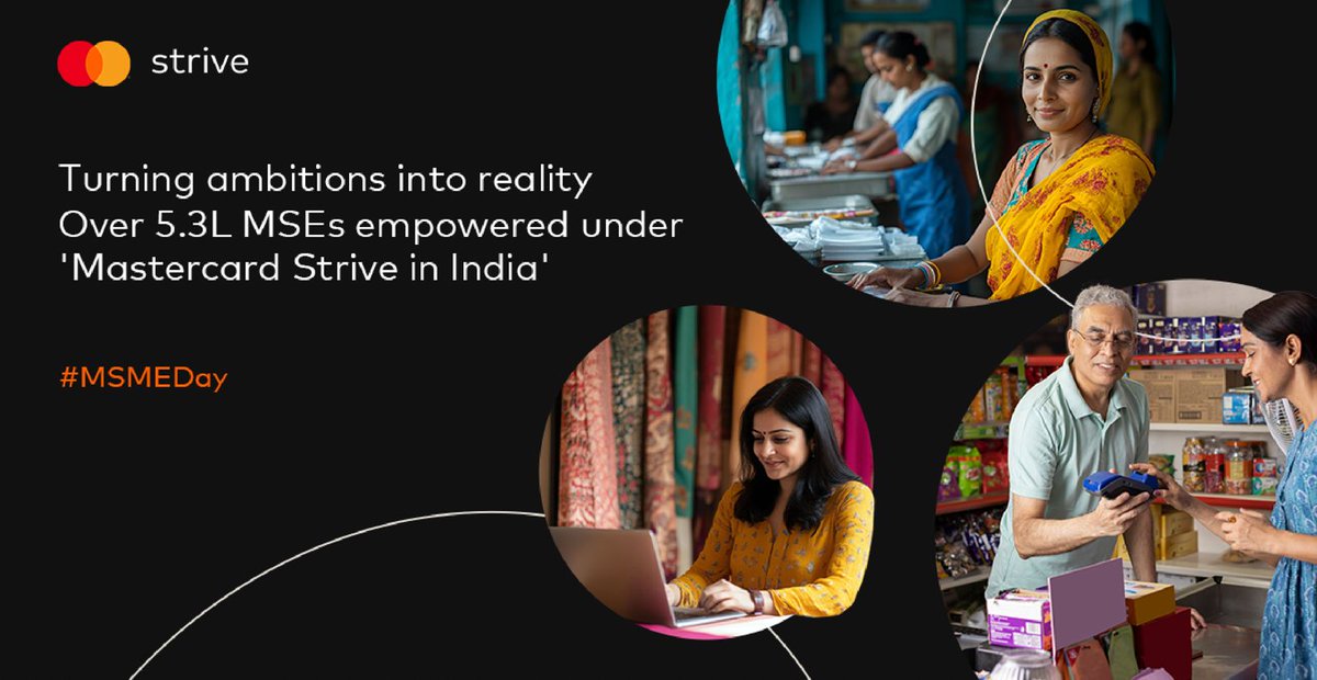 Small businesses. Big impact! Through Mastercard Strive in India, we’re empowering entrepreneurs to go digital, helping them harness powerful tools, reach new markets, and unlock financial services that fuel their growth. Because when small businesses thrive digitally, they don’t