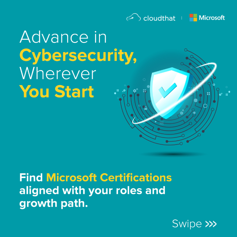 cloudthat's tweet photo. Cyber threats are escalating. Are your #skills keeping up? We deliver @Microsoft #SecurityCertification Courses that empower professionals at every level, whether you're just starting out or designing enterprise-wide security strategies.
#MicrosoftSecurity #Microsoftcertified