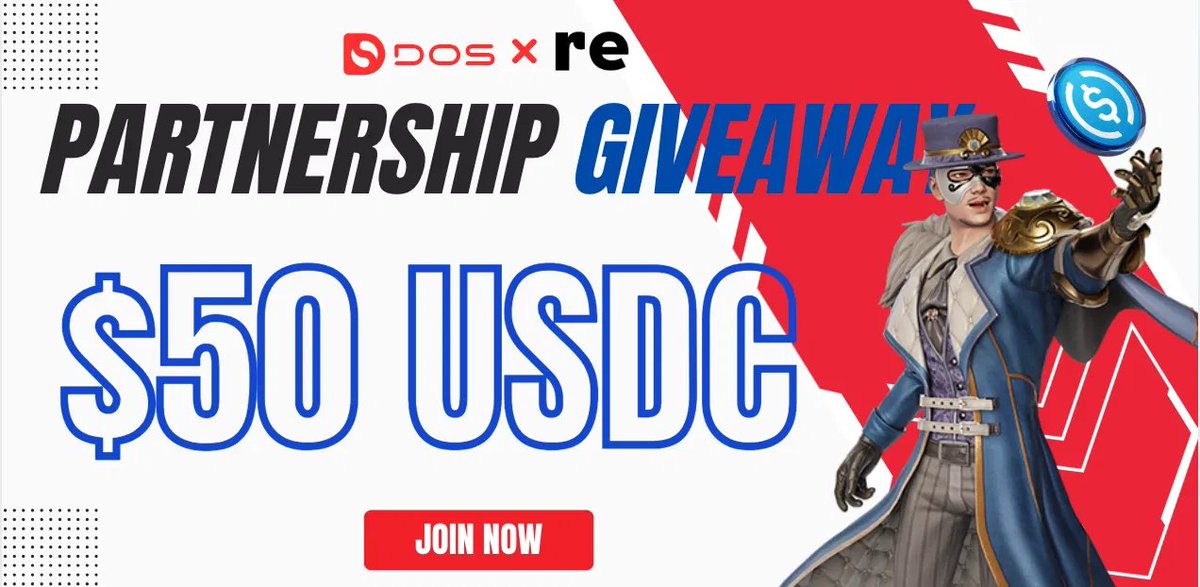 DOS Chain x <a href="/re/">Re</a> | $50 USDC Giveaway

app.galxe.com/quest/DOS/GC14…

Step into the Partnership giveaway with DOS Chain and RE with $50 USDC for 10 winners, sponsored by RE.

🔑 How to Join
Complete simple social tasks on <a href="/Galxe/">Galxe</a>