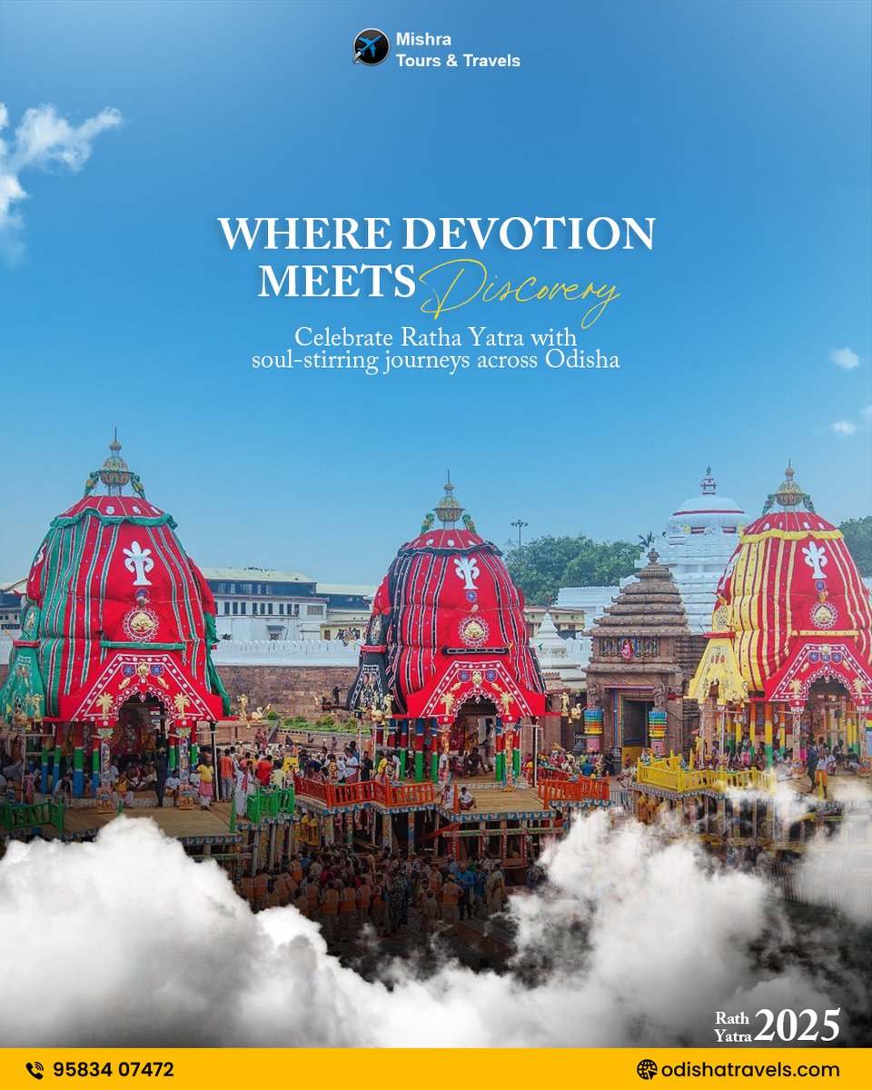 That’s not a scene from a movie  that’s Ratha Yatra in Odisha. Join us this 27th June 2025 because stories this magical are meant to be lived.
DM us or click the link: odishatravels.com 
#rathayatra2025 #odishadiaries #TravelWithDevotion #chariotfestival #JagannathRathYatra